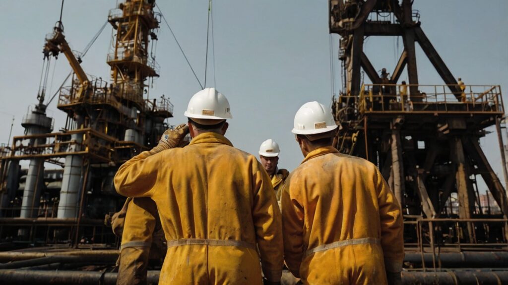 Oilfield engineer in hard hat at work